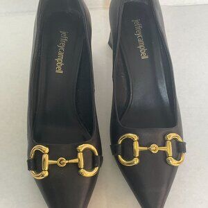 JeffreyCampbell black pumps with gold hardware Size 6.5